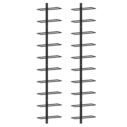 Wall-mounted Wine Racks for 20 Bottles 2 pcs Black Metal