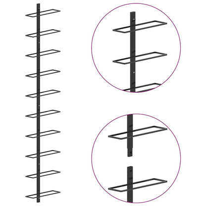 Wall-mounted Wine Racks for 20 Bottles 2 pcs Black Metal