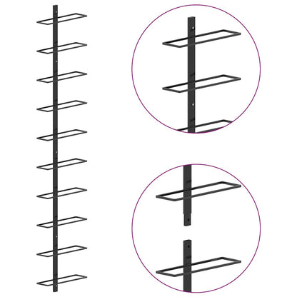 Wall-mounted Wine Racks for 20 Bottles 2 pcs Black Metal