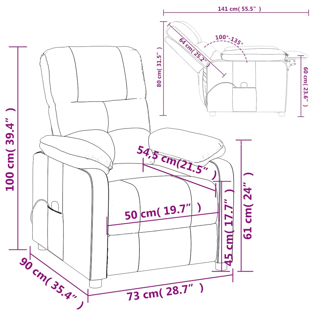 Massage Chair Dark Brown Fabric, Wood, Metal 28.7 x 35.4 x 39.4 in