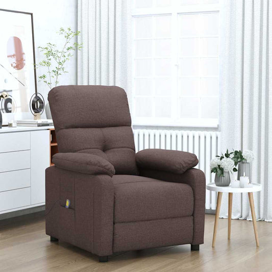 Massage Chair Dark Brown Fabric, Wood, Metal 28.7 x 35.4 x 39.4 in