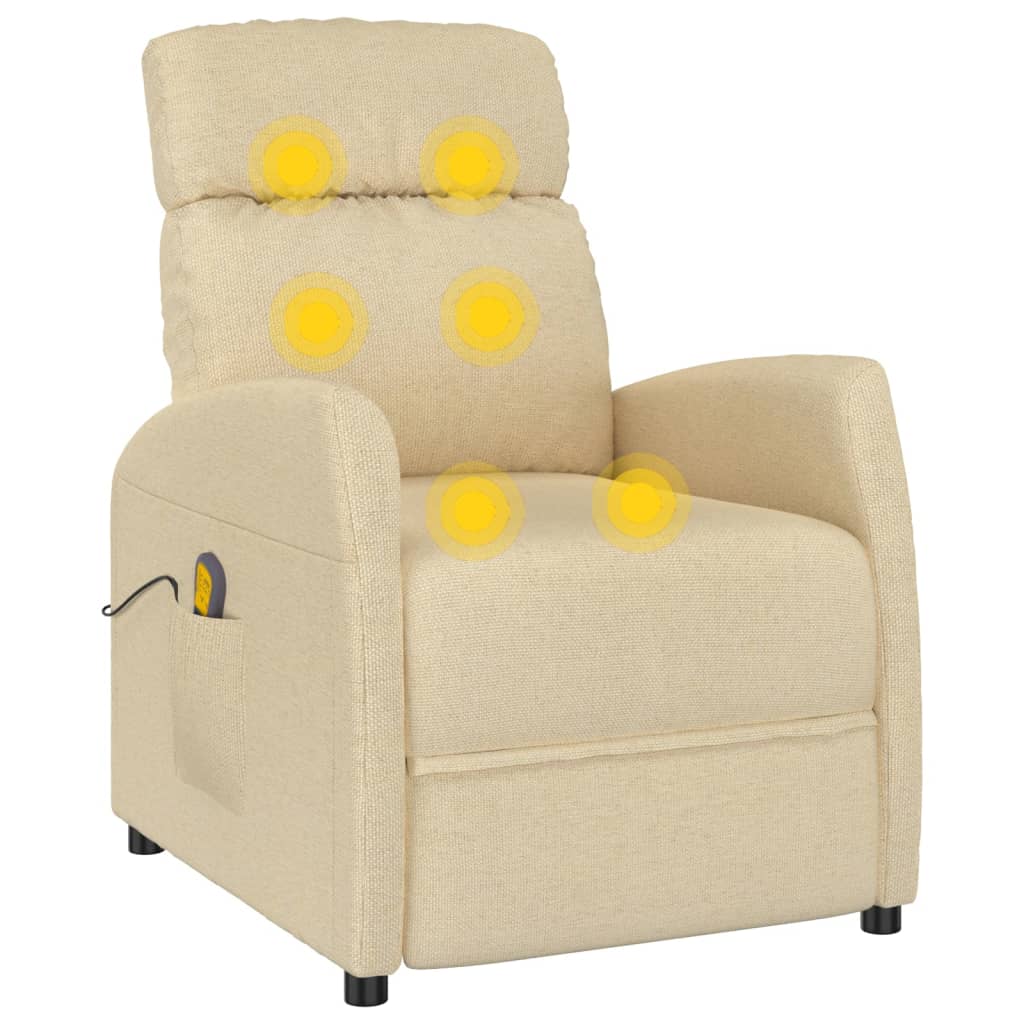 Massage Chair Cream Fabric (100% polyester), Plywood, Iron, Foam