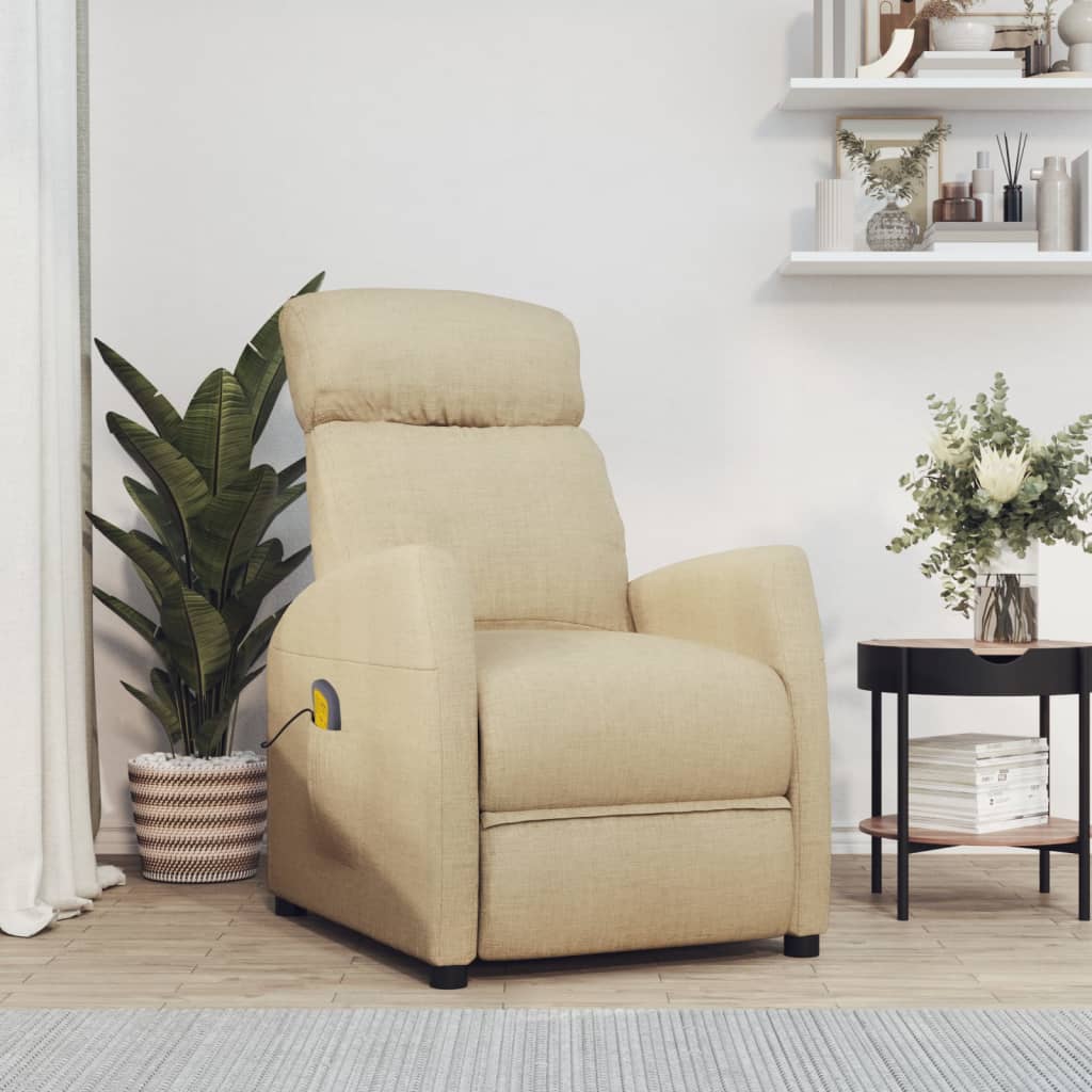 Massage Chair Cream Fabric (100% polyester), Plywood, Iron, Foam