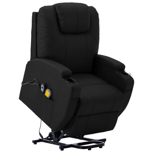 Stand Up Massage Chair Black Faux leather Adult