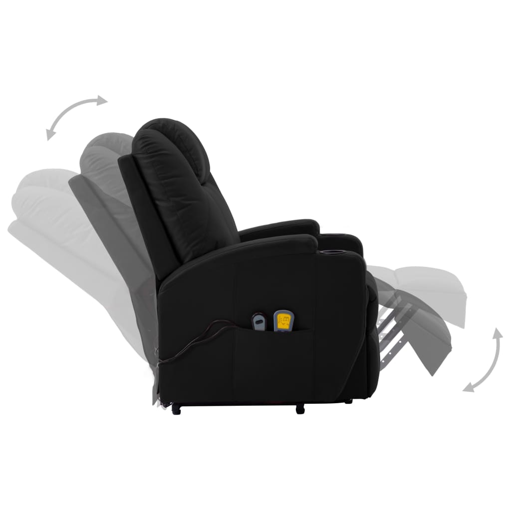 Stand Up Massage Chair Black Faux leather Adult