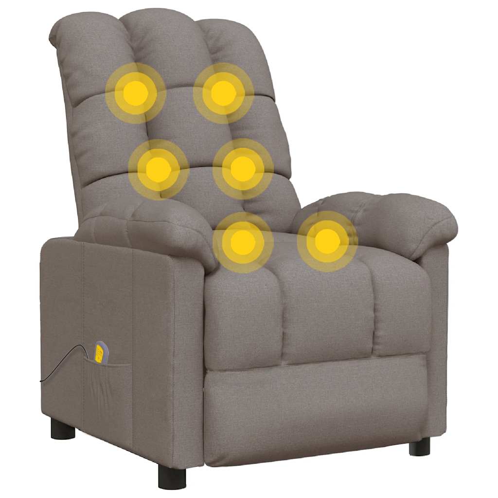 Massage Recliner Taupe Polyester Medium Adjustable Headrests