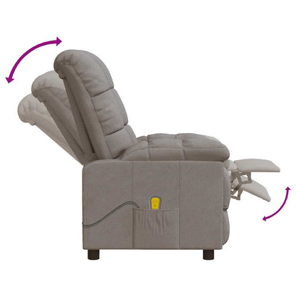 Massage Recliner Taupe Polyester Medium Adjustable Headrests