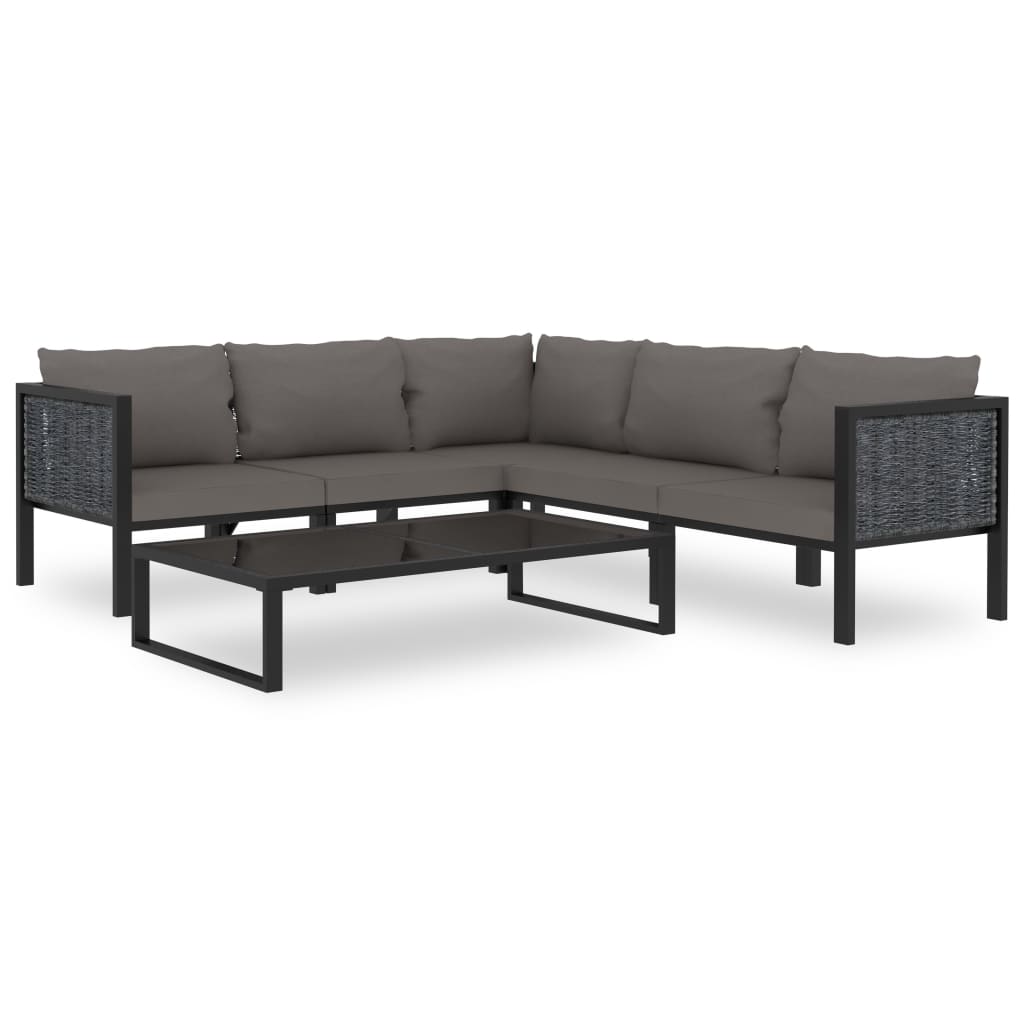 Corner Sofa Anthracite Poly rattan, aluminum, polyester Durable