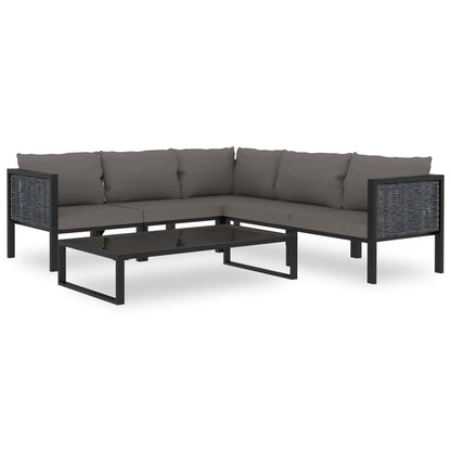 Corner Sofa Anthracite Poly rattan, aluminum, polyester Durable
