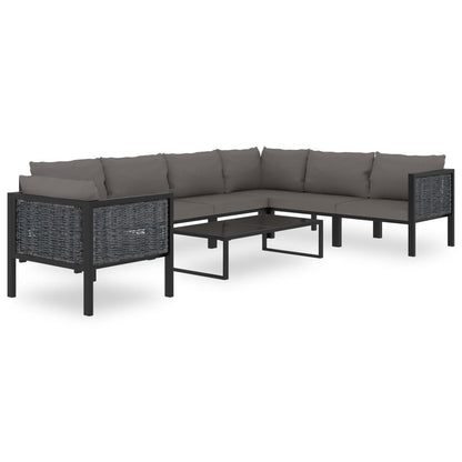 Corner Sofa Anthracite Poly rattan, aluminum, polyester Durable
