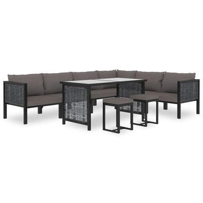 Corner Sofa Anthracite Poly rattan, aluminum, polyester Durable