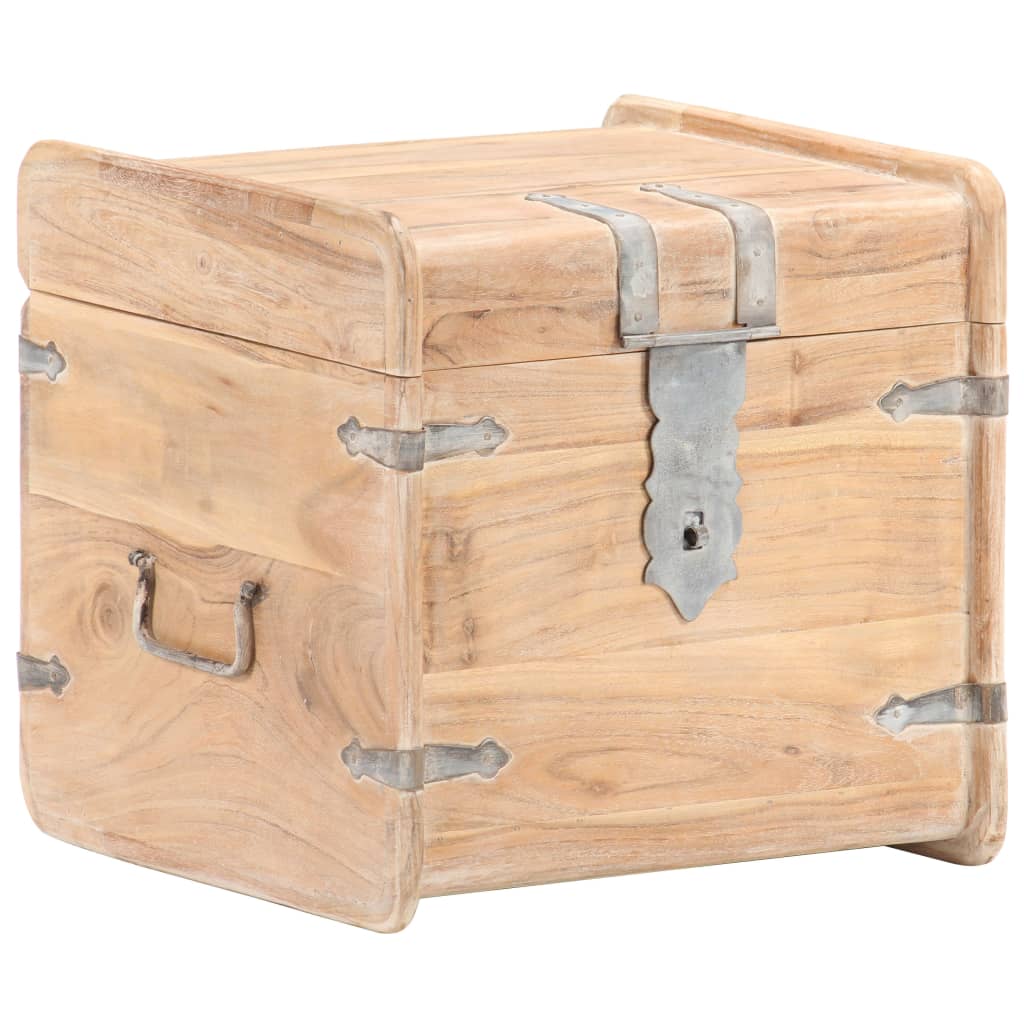 Chest White Solid Acacia wood 15.7 in x 15.7 in x 15.7 in