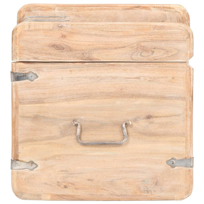 Chest White Solid Acacia wood 15.7 in x 15.7 in x 15.7 in