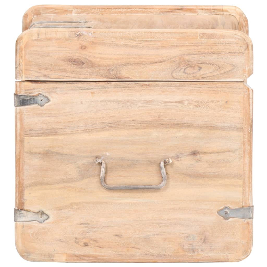 Chest White Solid Acacia wood 15.7 in x 15.7 in x 15.7 in