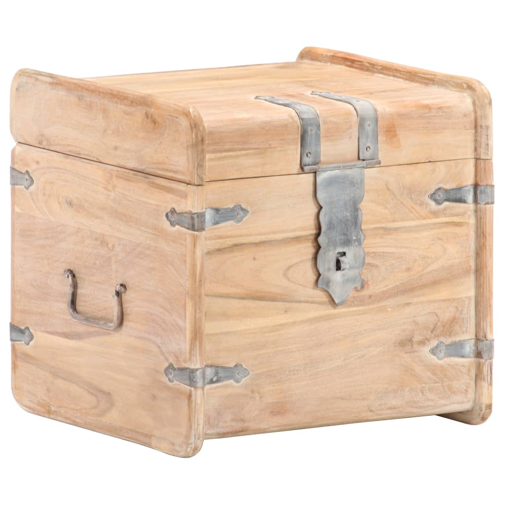 Chest White Solid Acacia wood 15.7 in x 15.7 in x 15.7 in