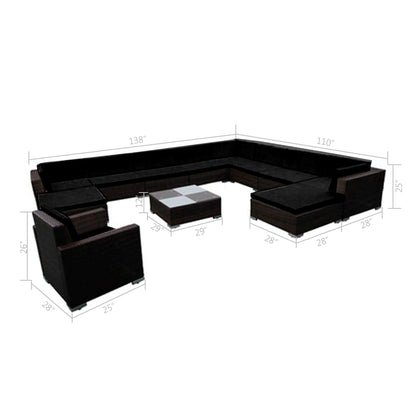 Patio Lounge Set of 12 Black