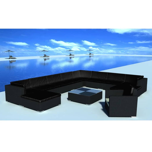 Patio Lounge Set of 12 Black