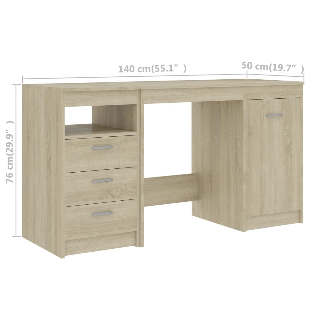Desk Sonoma Oak Engineered Wood Medium Computer Desk
