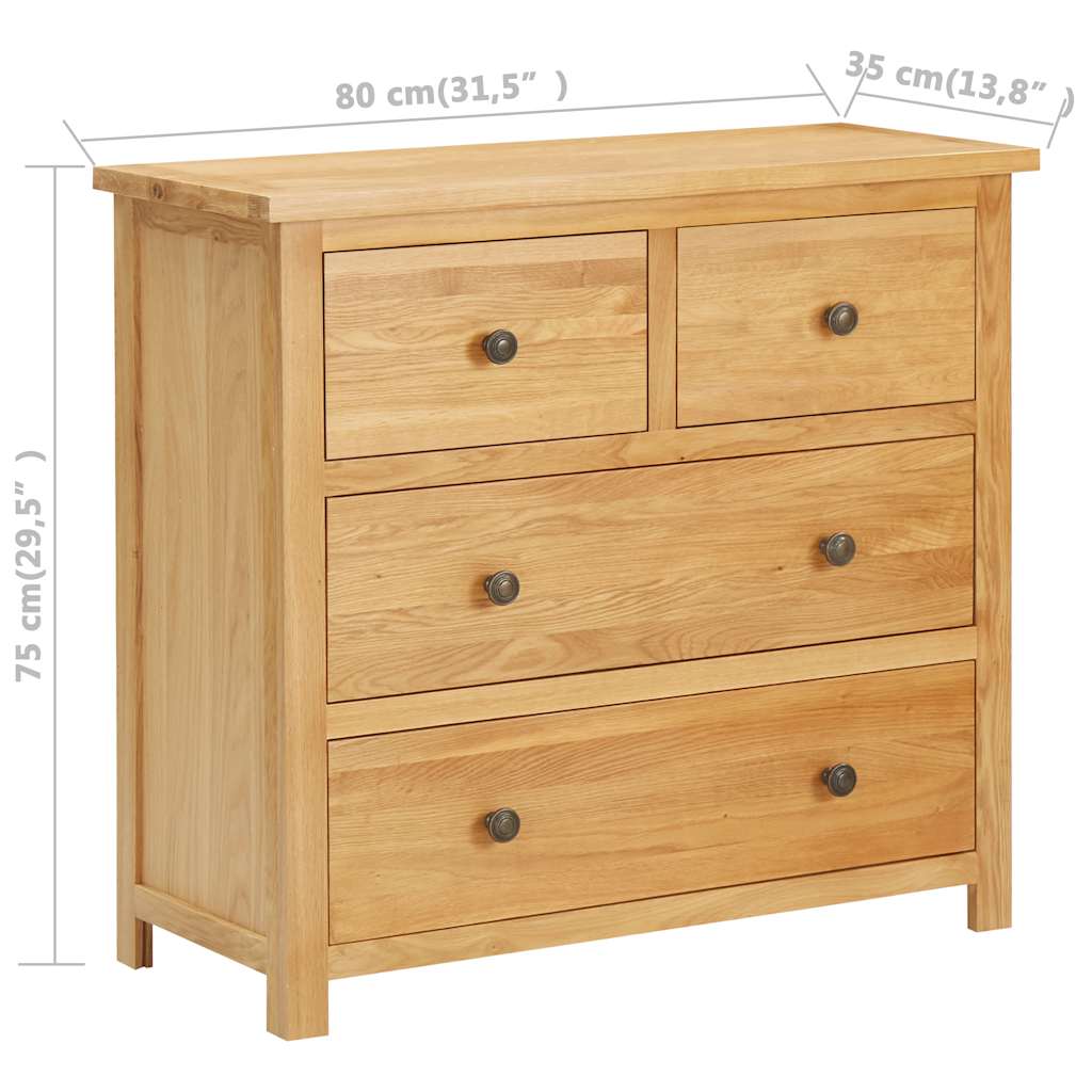 Chest Of Drawer Natural Oak Solid oak wood, MDF with oak veneer