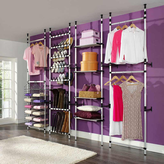 Telescopic Wardrobe System Silver and Black Aluminum, Plastic Large