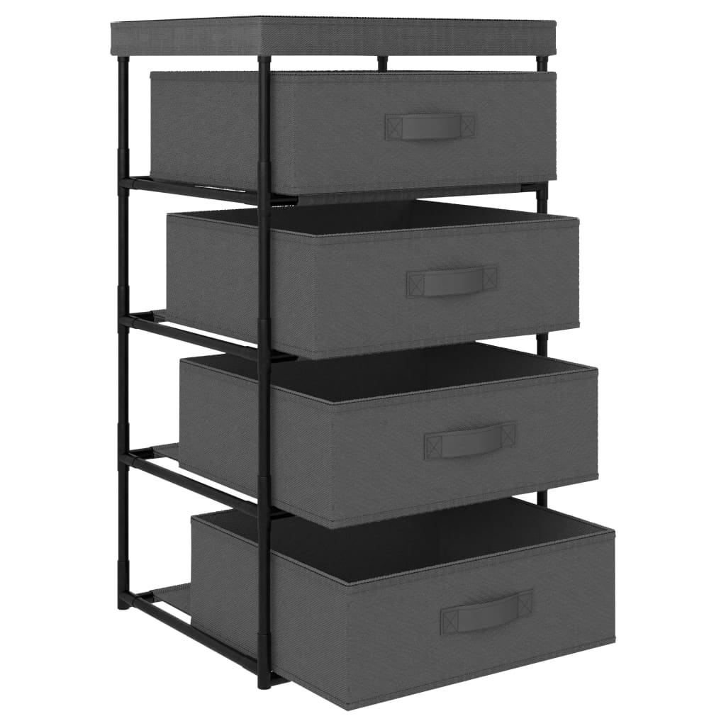 Storage Rack Steel Grey Steel, Fabric (100% Polyester) Medium