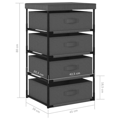 Storage Rack Steel Grey Steel, Fabric (100% Polyester) Medium