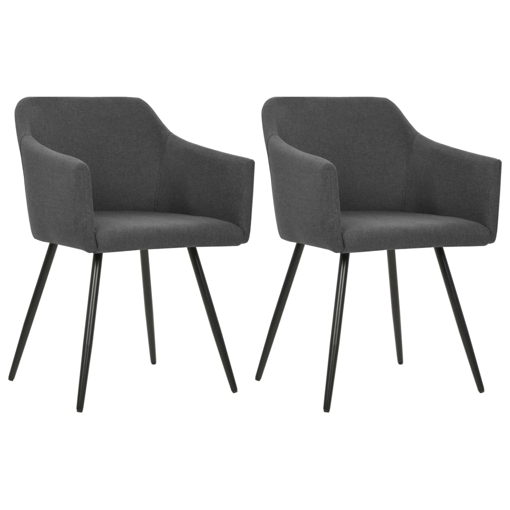 Dining Chair Set of 2 Dark Grey Fabric (100% polyester), metal