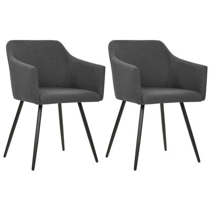 Dining Chair Set of 2 Dark Grey Fabric (100% polyester), metal