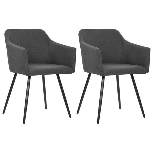 Dining Chair Set of 2 Dark Grey Fabric (100% polyester), metal