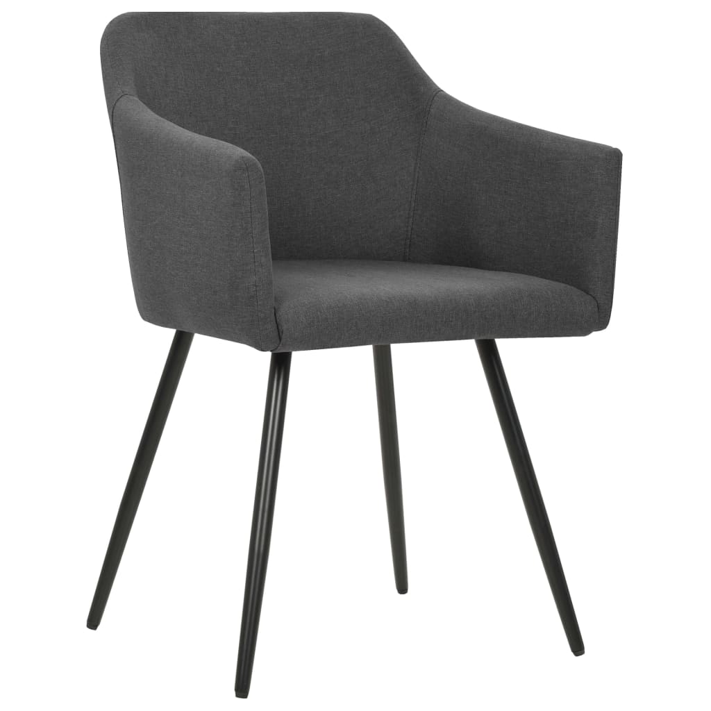 Dining Chair Set of 2 Dark Grey Fabric (100% polyester), metal