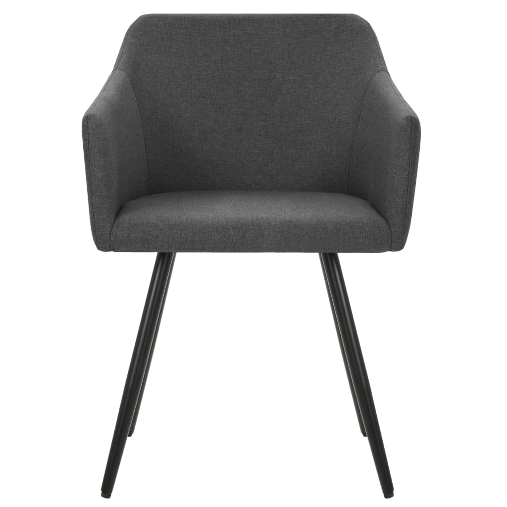 Dining Chair Set of 2 Dark Grey Fabric (100% polyester), metal