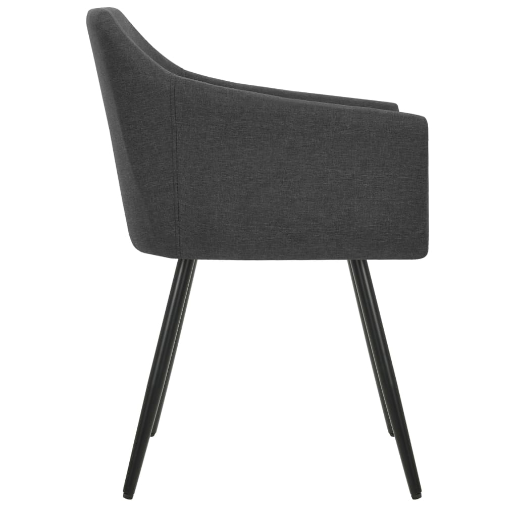 Dining Chair Set of 2 Dark Grey Fabric (100% polyester), metal