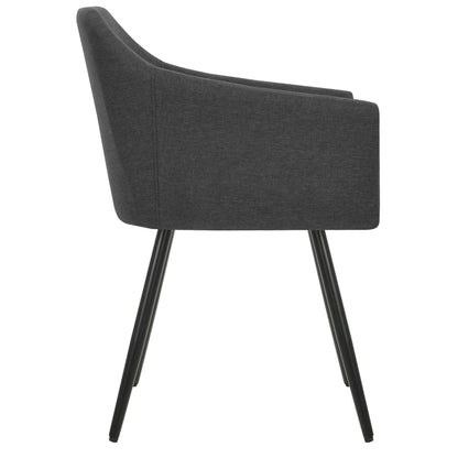 Dining Chair Set of 2 Dark Grey Fabric (100% polyester), metal