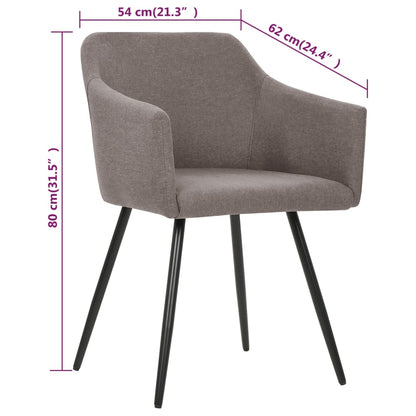 Dining Chair Set of 2 Taupe Fabric (100% polyester), metal