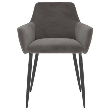 Dining Chair Set of 2 Dark Grey Velvet (100% polyester), Metal