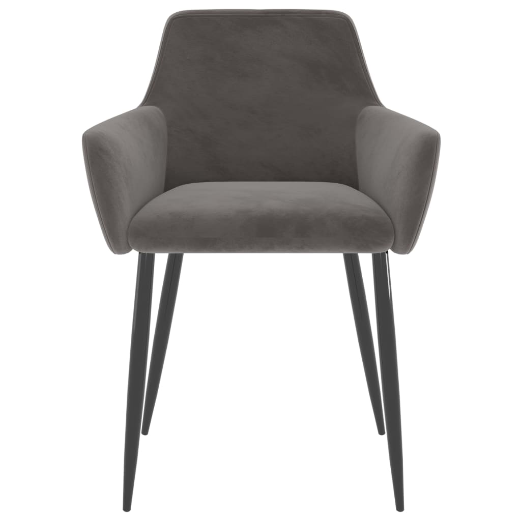 Dining Chair Set of 2 Dark Grey Velvet (100% polyester), Metal