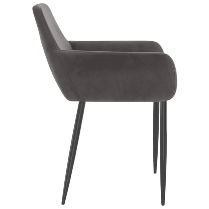 Dining Chair Set of 2 Dark Grey Velvet (100% polyester), Metal
