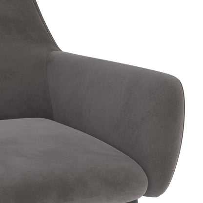 Dining Chair Set of 2 Dark Grey Velvet (100% polyester), Metal