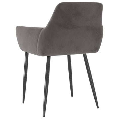 Dining Chair Set of 2 Dark Grey Velvet (100% polyester), Metal