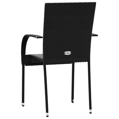Dining Chair Set of 4 Black PE rattan, powder-coated steel