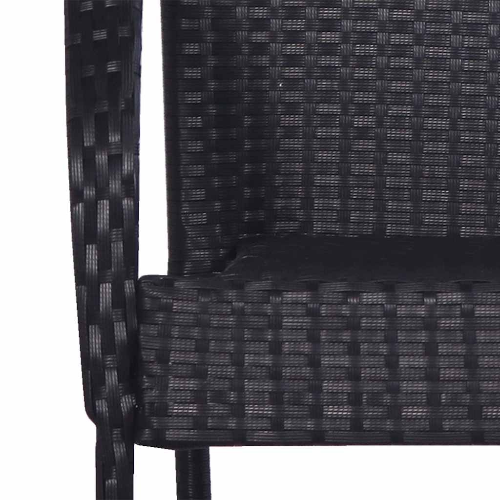 Dining Chair Set of 4 Black PE rattan, powder-coated steel