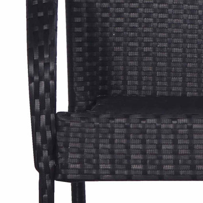 Dining Chair Set of 4 Black PE rattan, powder-coated steel