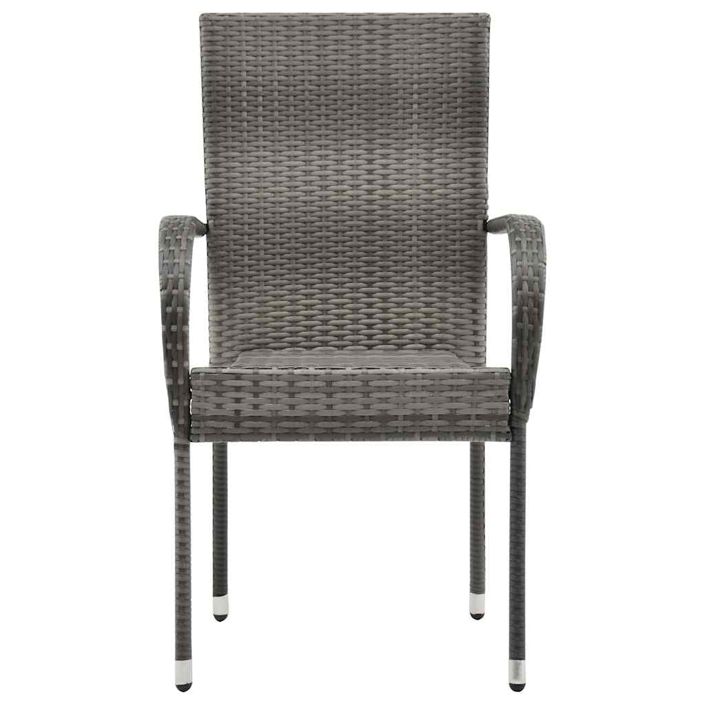 Dining Chair Set of 6 Grey PE rattan, powder-coated steel