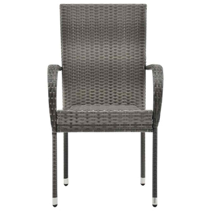 Dining Chair Set of 6 Grey PE rattan, powder-coated steel
