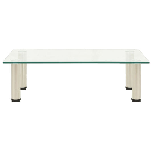 TV Stand Clear Tough Glass, Sturdy Steel Small Modern TV Stand