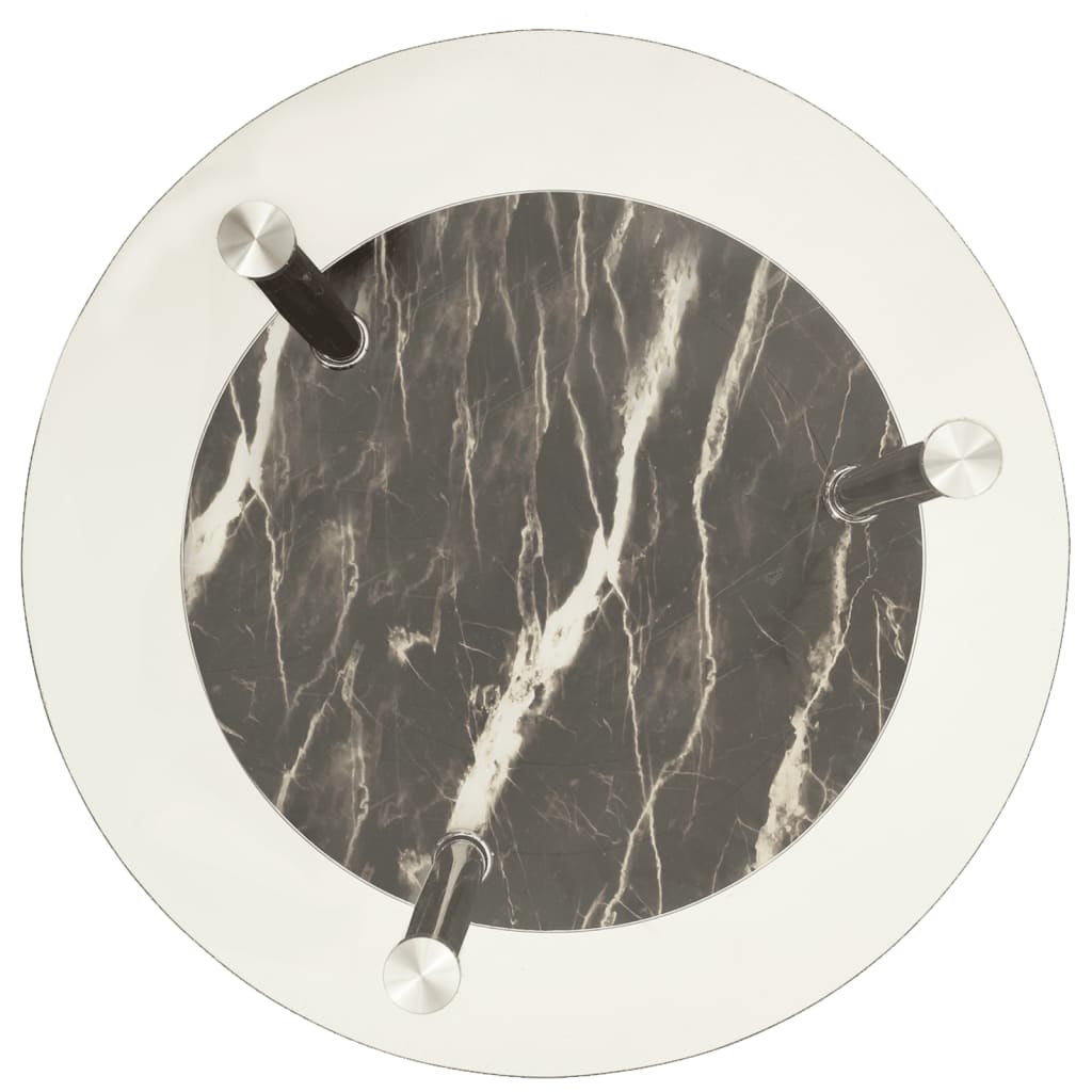 Side Table Transparent and Black Marble Tempered glass Small