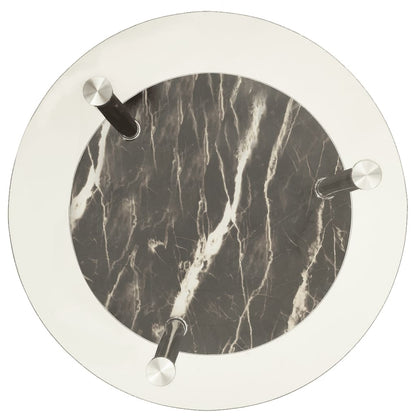 Side Table Transparent and Black Marble Tempered glass Small