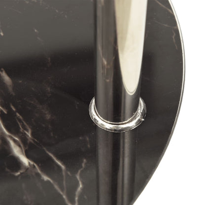 Side Table Transparent and Black Marble Tempered glass Small