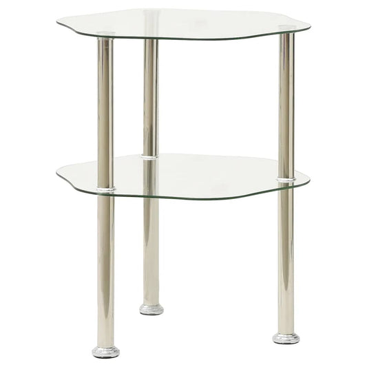 Side Table Transparent Tempered Glass Medium Modern Side Table