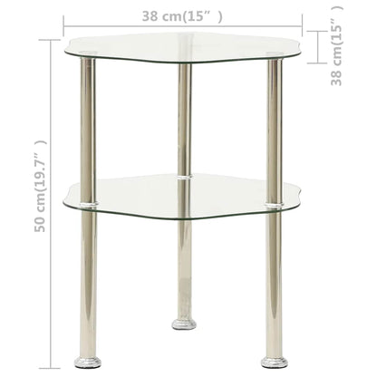 Side Table Transparent Tempered Glass Medium Modern Side Table